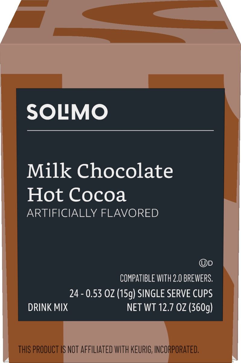 Amazon Brand - 24 Ct. Solimo Tea Pods, English Breakfast, Compatible with 2.0 K-Cup Brewers & 24 Ct. Solimo Hot Cocoa Pods, Milk Chocolate Flavored, Compatible with 2.0 K-Cup Brewers