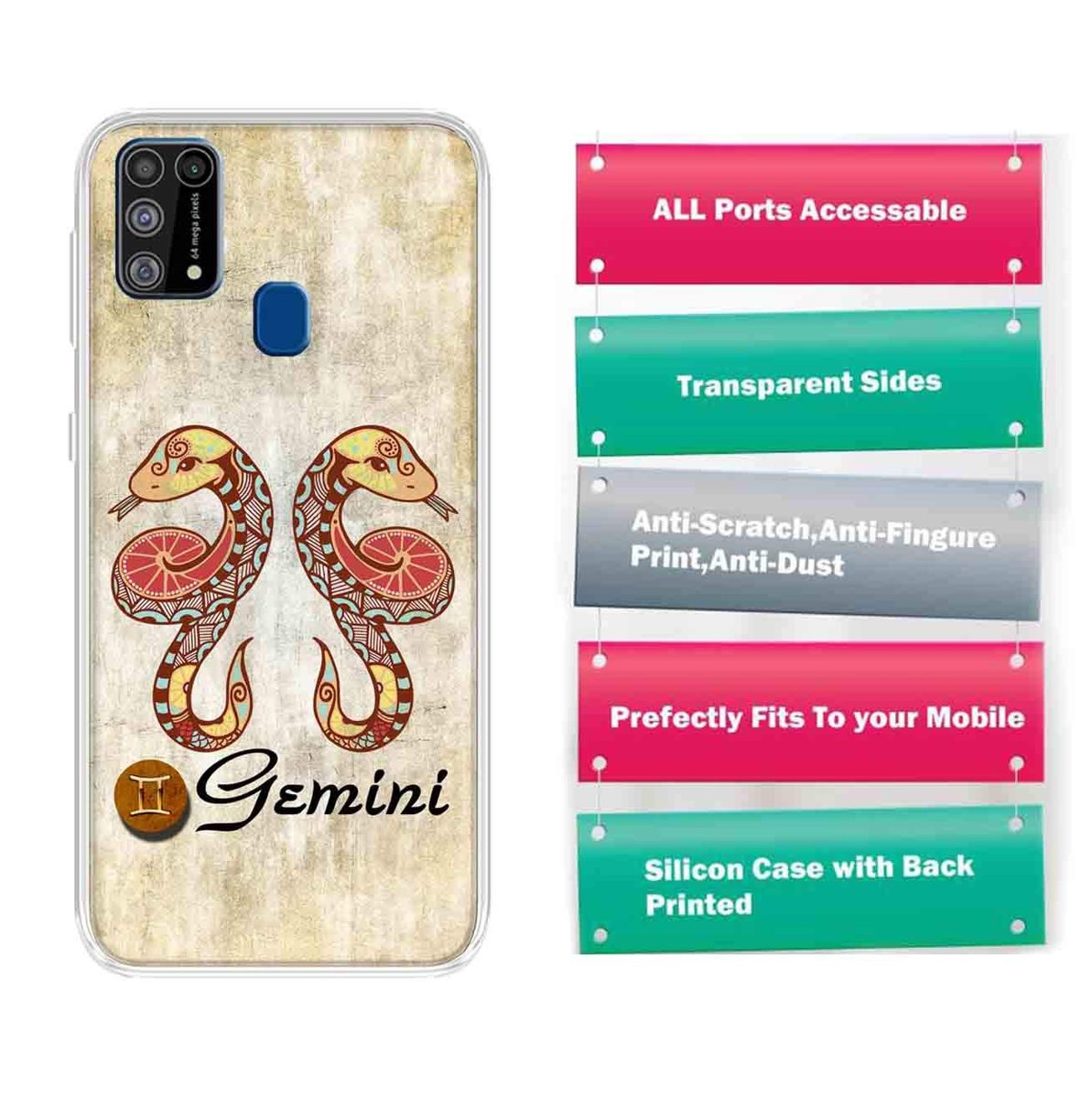 Amazon Brand - Solimo Designer Multicolor Gemini Design Printed Soft Back Case Mobile Cover for Samsung Galaxy M31