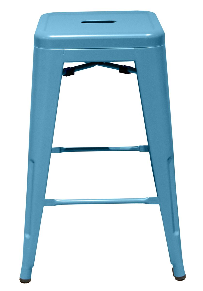 Amazon Brand – Ravenna Home Decorah Stackable Metal Kitchen Counter Bar Stools, 24"H, Blue, Set of 4