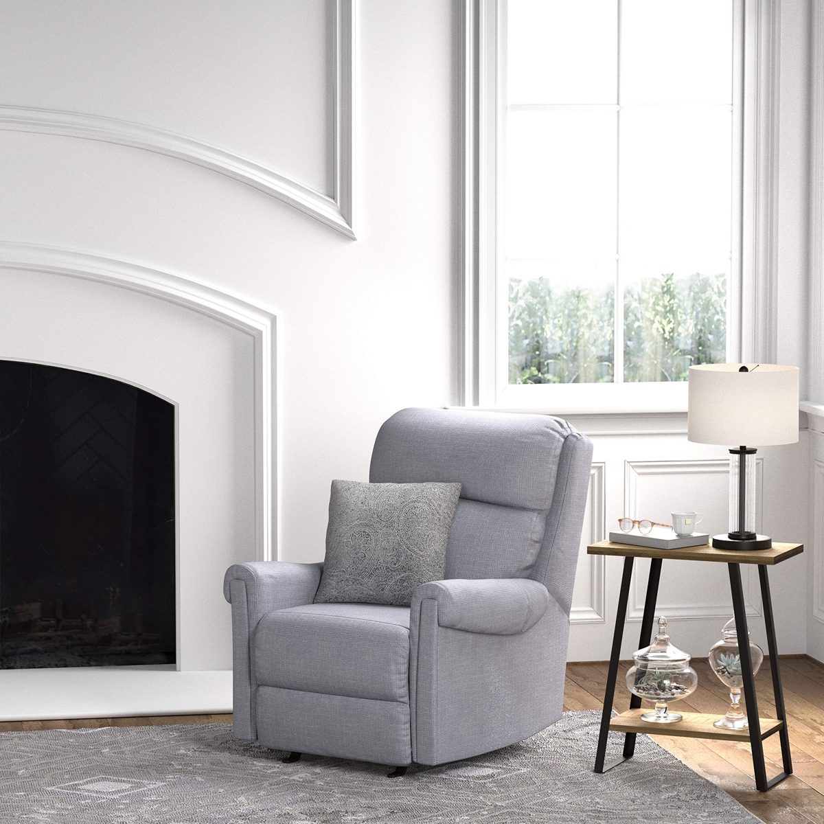 Amazon Brand – Ravenna Home Tamarack Rocker Recliner, 34"W, Fog