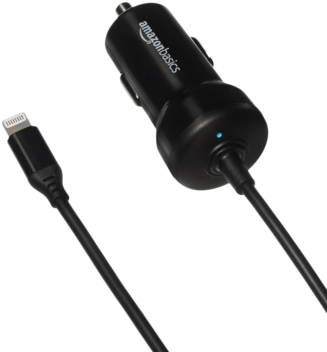 AmazonBasics - Car Charger with Lightning Connector, Spiral Cable, 5V, 2.4A Straight