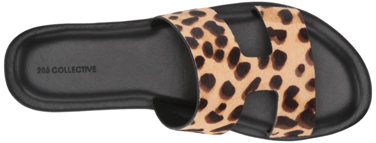 Amazon Brand - 206 Collective Women's Sabor Flat Sandal, Leopard Calf Hair, 12 B US