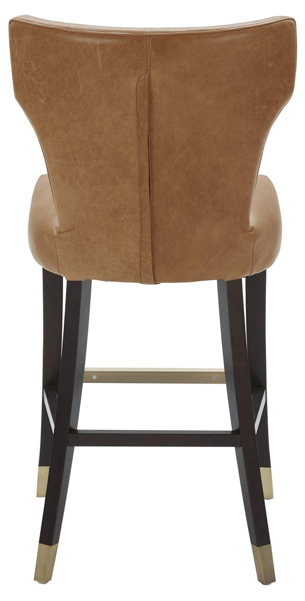 Amazon Brand – Stone & Beam Leather Counter-Height Barstool with Brass Nailhead Trim, 39"H, Cognac