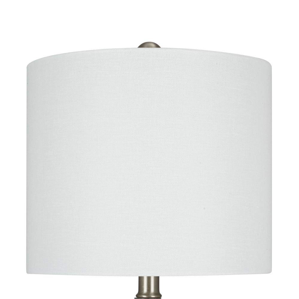 Amazon Brand – Stone & Beam Contemporary Ceramic Table Lamp With Real Wood Base, LED Bulb Included, 19.75"H, Cloud Dancer Ivory