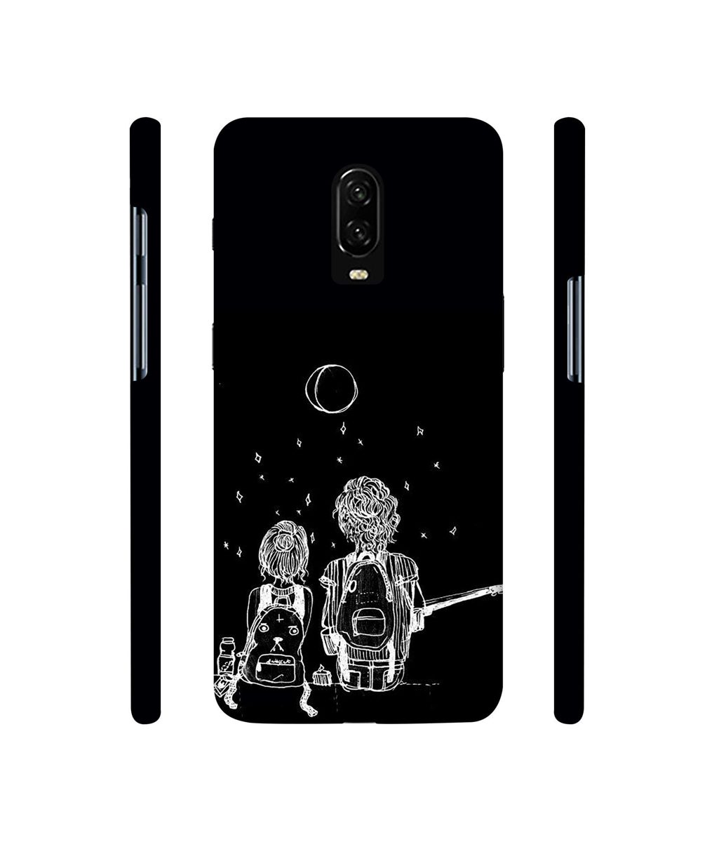 Amazon Brand - Solimo Designer Couples Sitting at Dark 3D Printed Hard Back Case Mobile Cover for Oneplus 6T