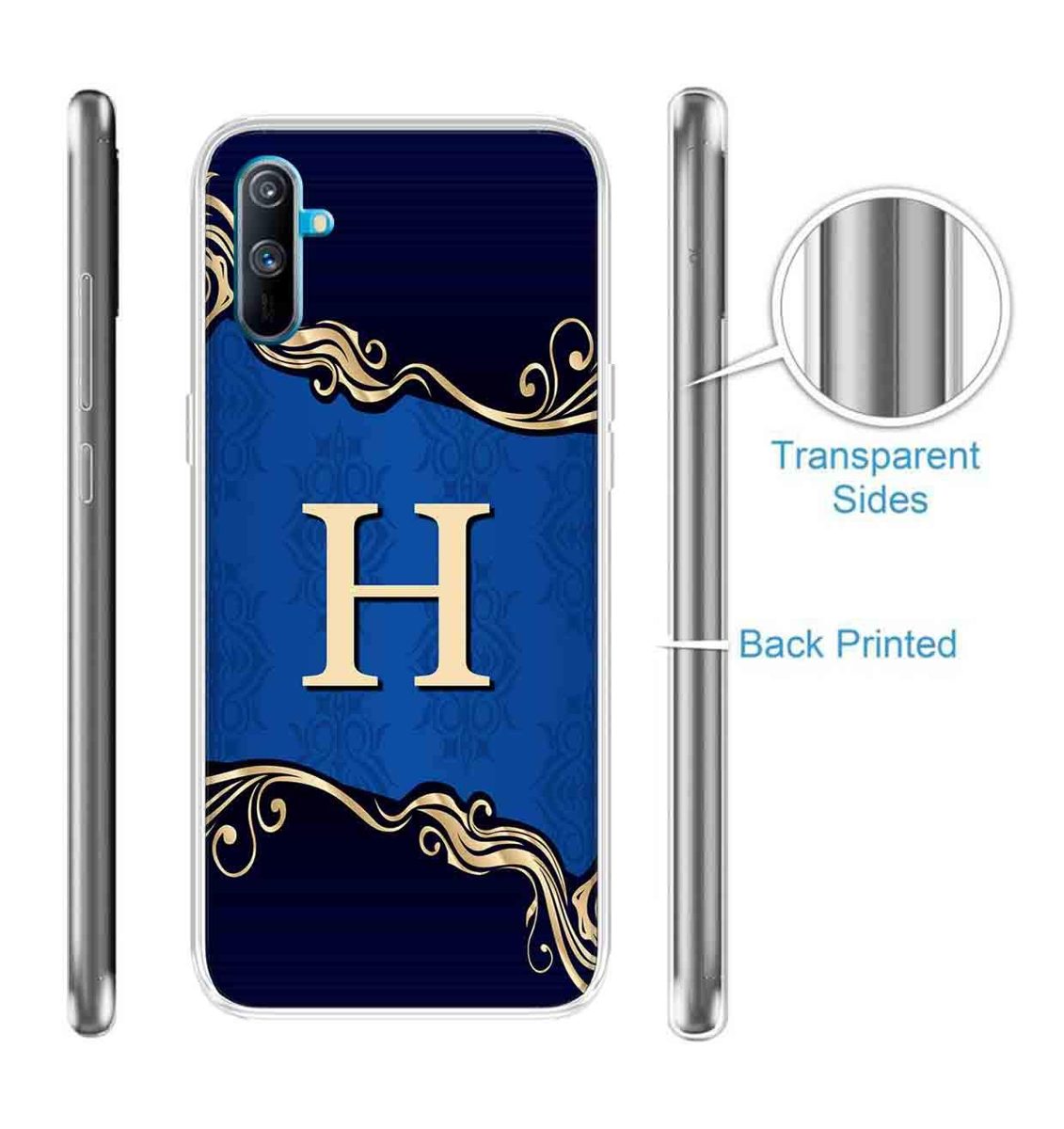 Amazon Brand - Solimo Designer Multicolor Blue Pattern Alphabet-H Printed Soft Back Case Mobile Cover for Realme C3