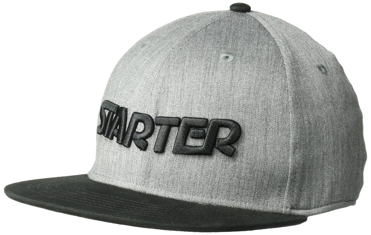 Starter Men's STAR-FIT Flat Brim Cap, Amazon Exclusive, Vapor Grey Heather, Small/Medium