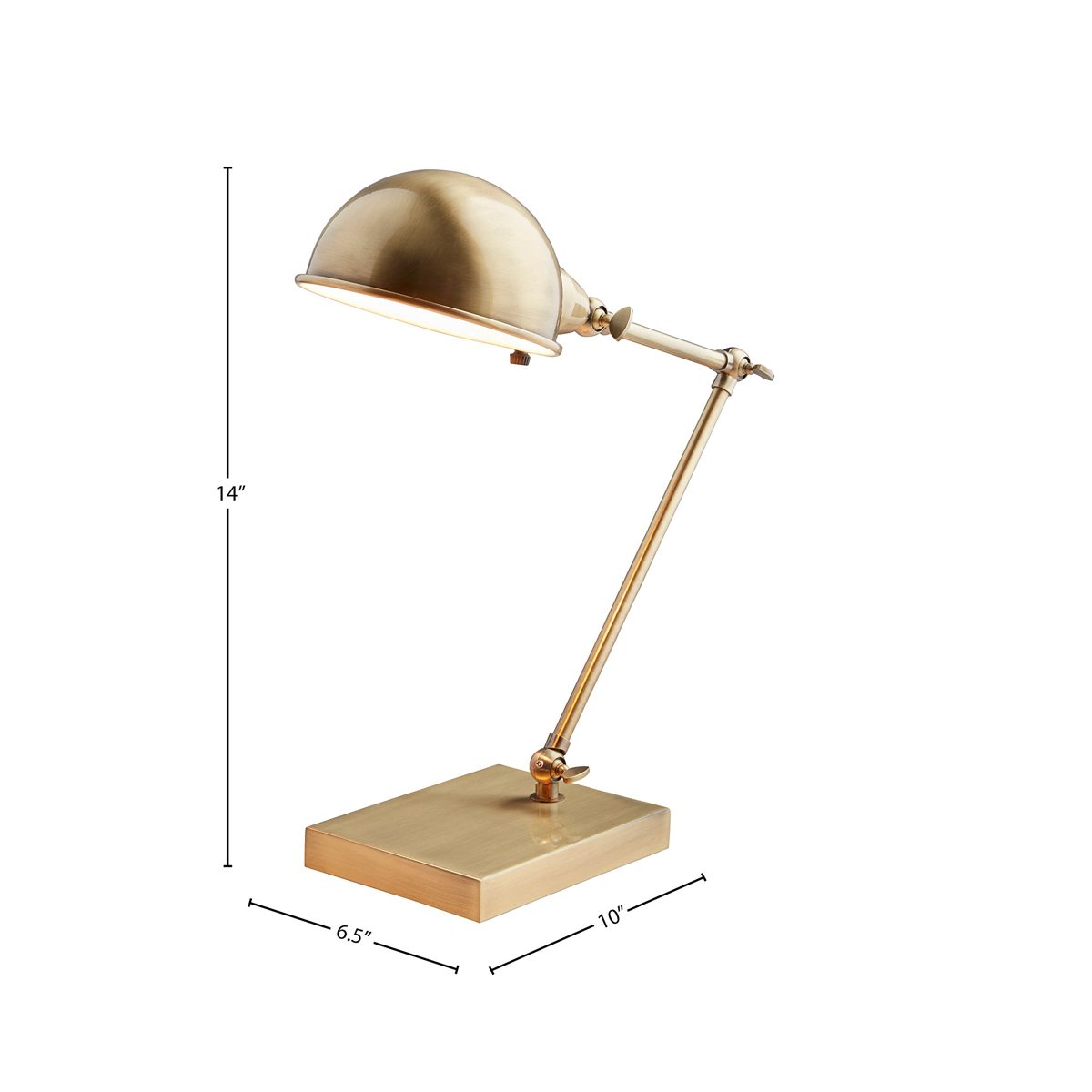 Stone & Beam Vintage Task Table Desk Lamp with LED Light Bulb - 6.5 x 10 x 14 Inches, Antique Brass