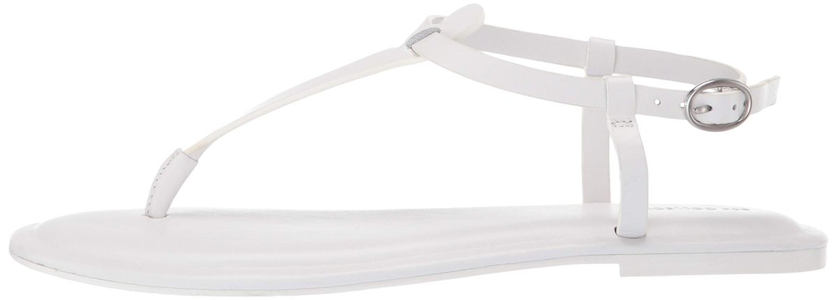 Amazon Brand - 206 Collective Women's Sakon Leather Flat Sandal, White, 5.5 B US