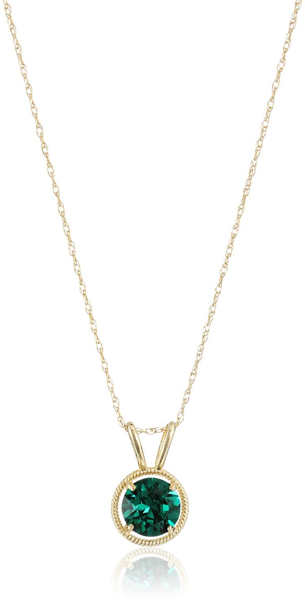 10K Gold Dainty Swarovski Elements Birthstone Pendant with Gold Filled Chain