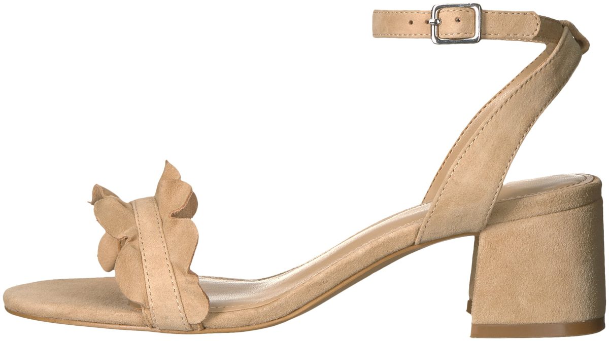 Amazon Brand - The Fix Women's Lizzie Block Heel Ruffled Sandal Heeled, Dove Suede, 10 B US