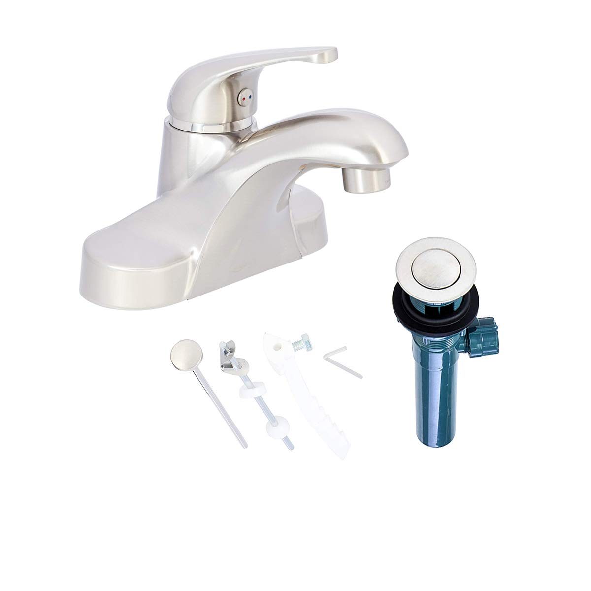 AmazonBasics AB-BF605-SN Basin Faucet-4-Inch, Satin Nickel