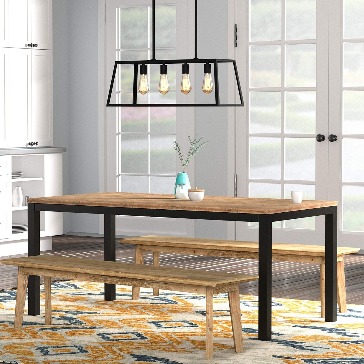 Amazon Brand – Stone & Beam Rylee Modern Farmhouse Acacia Wood Dining Bench, 71"W, Gray-Wash Acacia