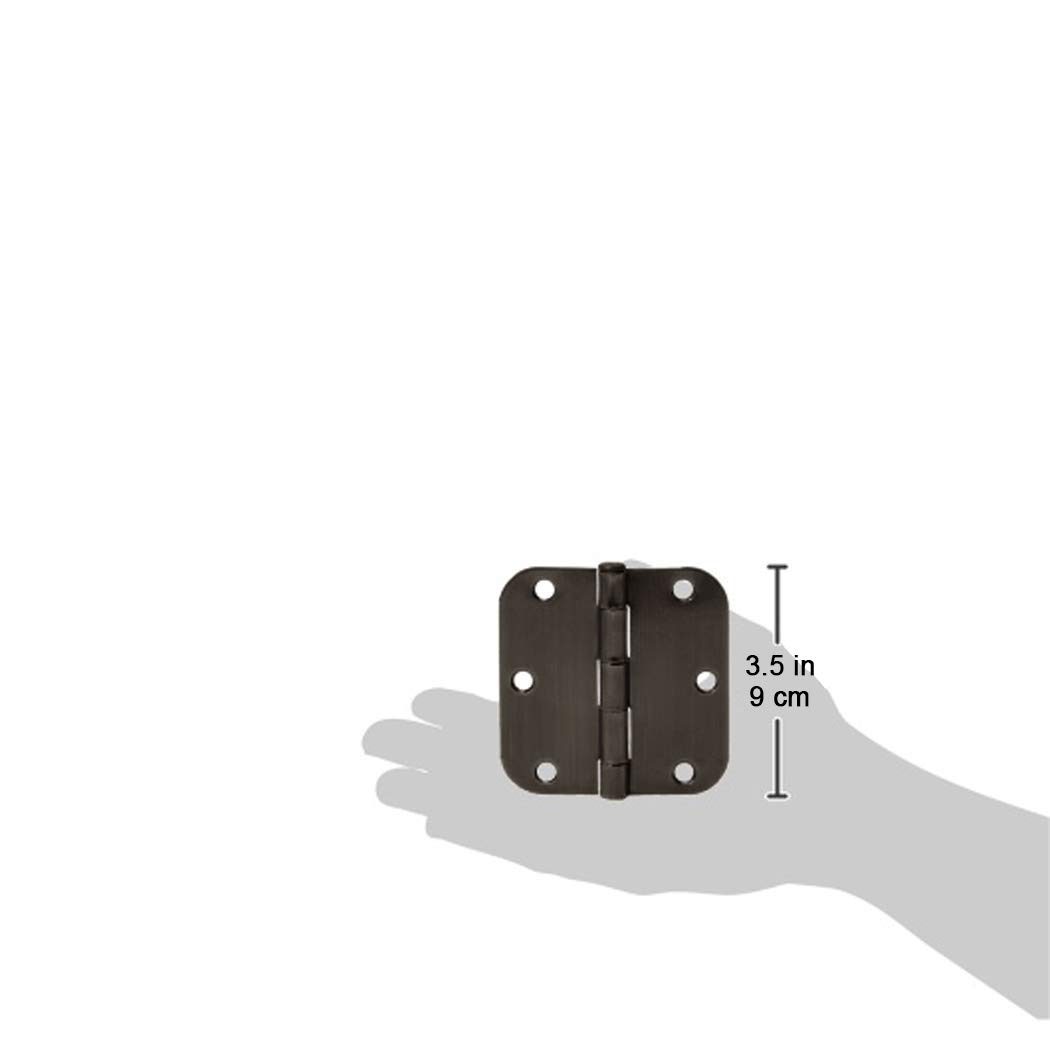 AmazonBasics Rounded 3.5 Inch x 3.5 Inch Door Hinges, 18 Pack, Oil Rubbed Bronze