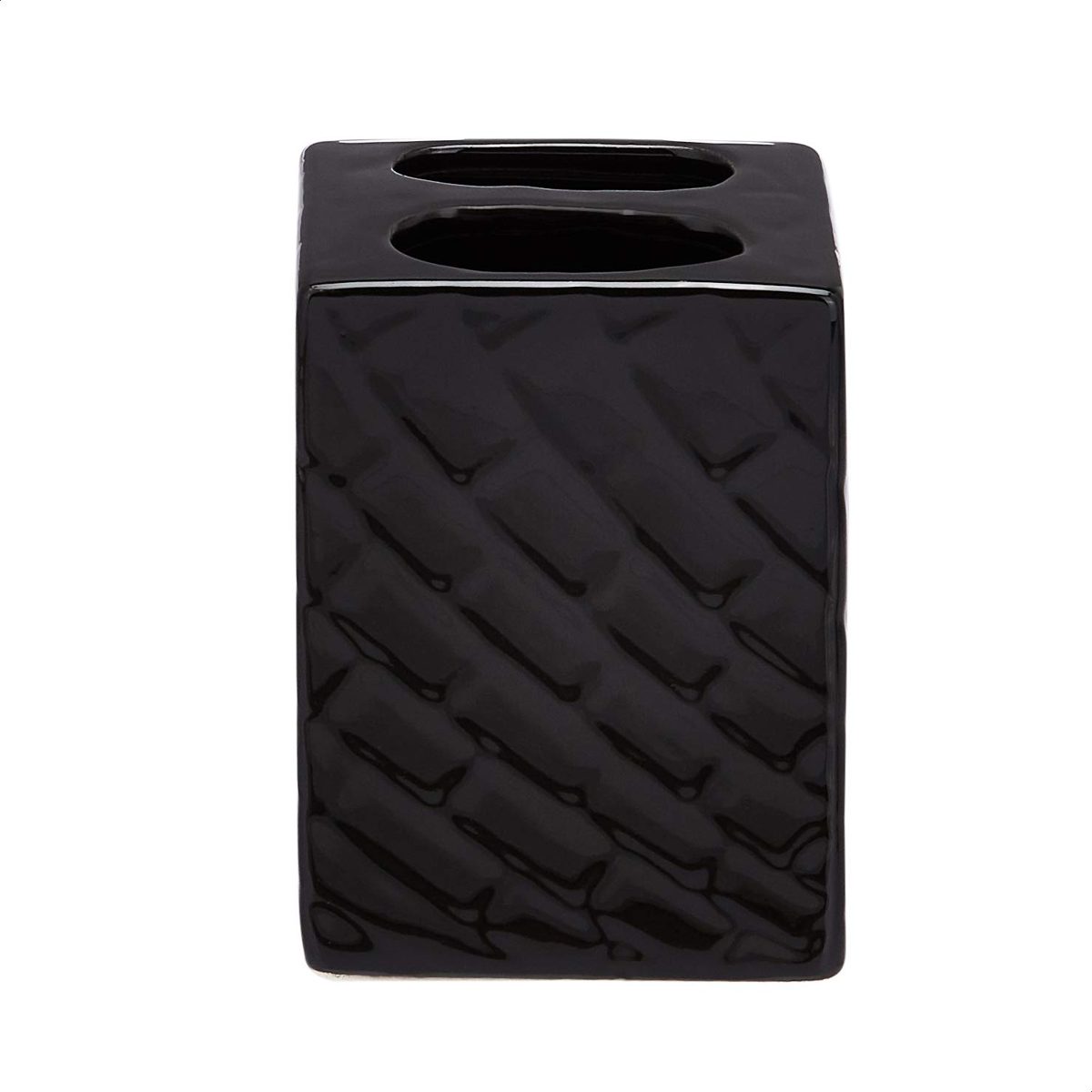 AmazonBasics 3-Piece Ceramic Bathroom Accessories Set, Black