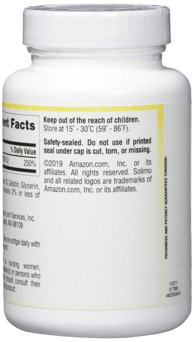 Amazon Brand - Solimo Cranberry with Vitamins C & E, Cranberry Fruit Extract Concentrate 168mg, 250 Softgels, 2 Softgels per Serving & Solimo Vitamin D3 50 mcg (2000 IU), 365 Softgels, Value Size