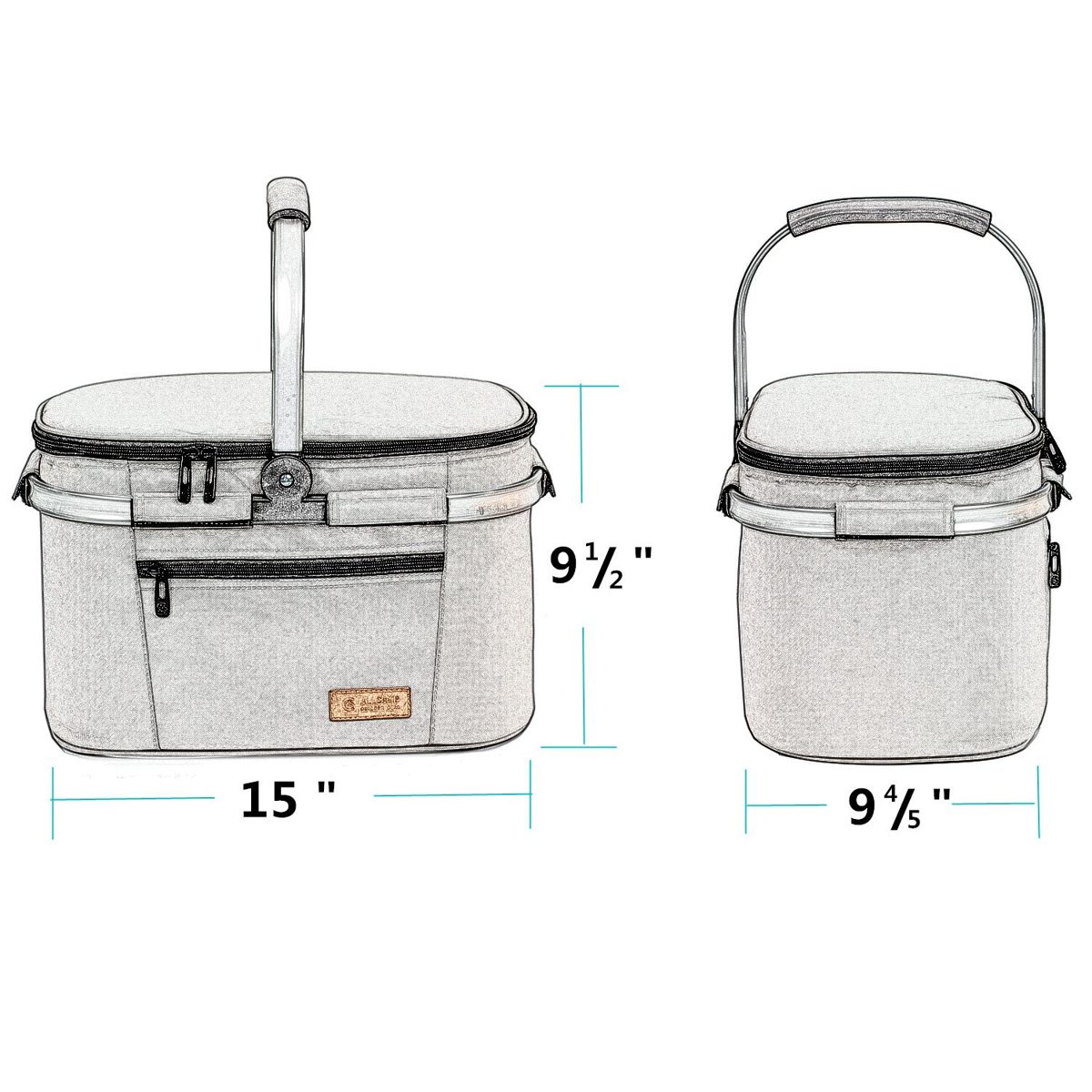 EONO 2 PERSON 22L Picnic Basket,Insulated basket,COOLER BAG for outdoor