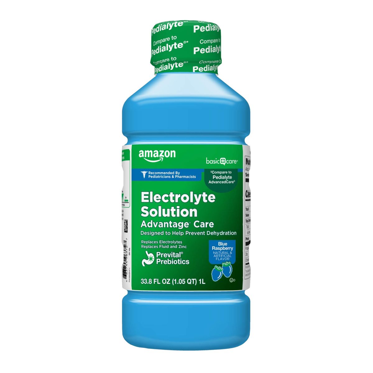 Amazon Basic Care ADVANTAGE® CARE Electrolyte Solution, Blue Raspberry, helps prevent dehydration, 33.8 Fluid Ounce