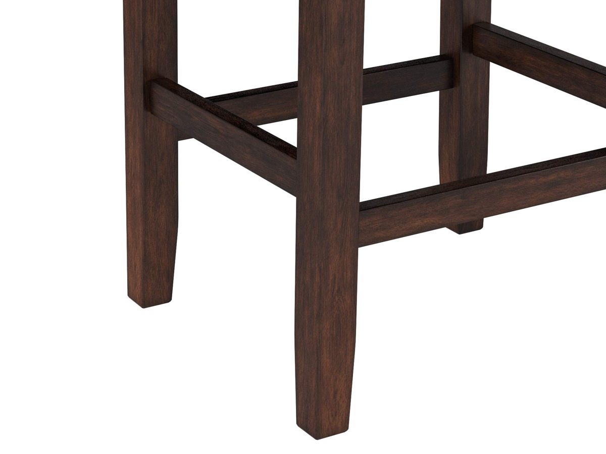 Amazon Brand – Ravenna Home Lisetta Nailhead Saddle Bar Stool, 15.75"W, Espresso with Dark Brown Faux Leather (2 Pack)