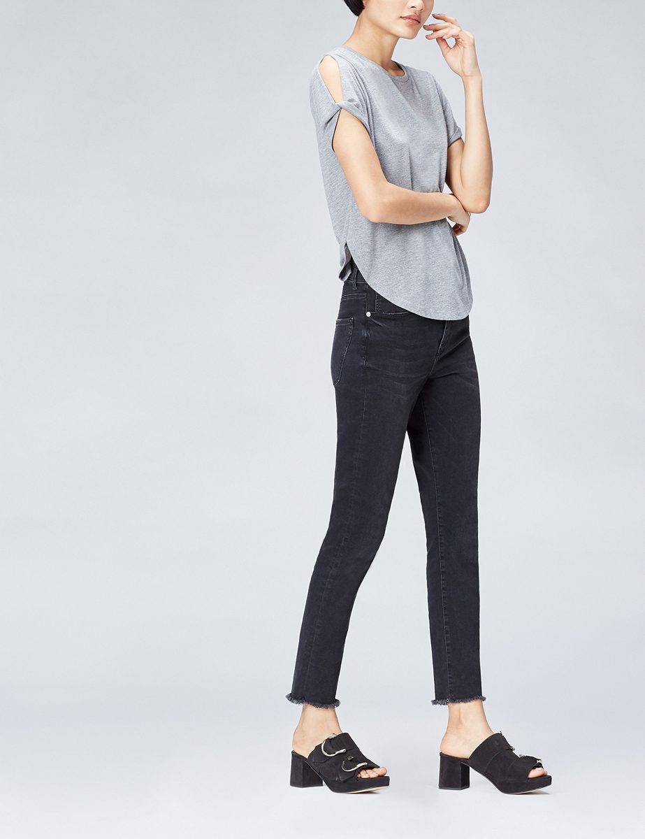 Amazon Brand - find. Women's Mules with Suede Double Buckle Detail, Black (Black), US 7.5