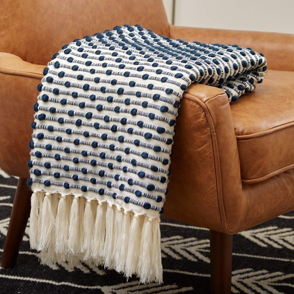 Rivet Bubble Textured Fringe Throw Blanket