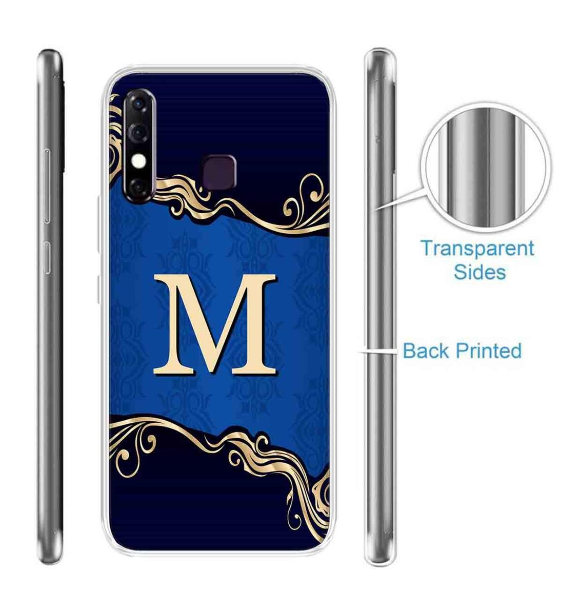 Amazon Brand - Solimo Designer Multicolor Blue Pattern Alphabet-M Printed Soft Back Case Mobile Cover for Infinix Hot 8