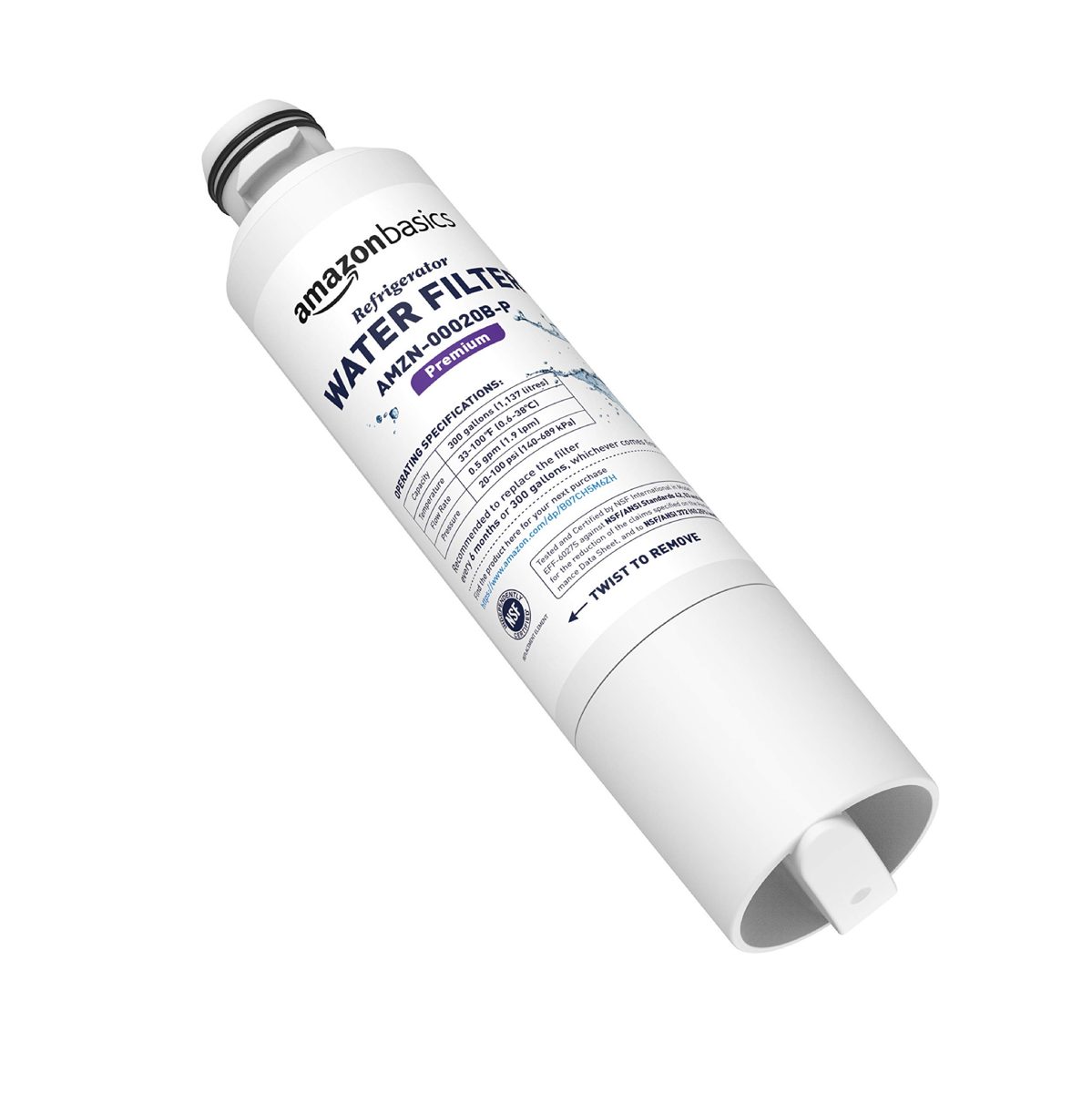 AmazonBasics Replacement Samsung DA29-00020B Refrigerator Water Filter Cartridge - Pack of 2, Premium Filtration (Renewed)