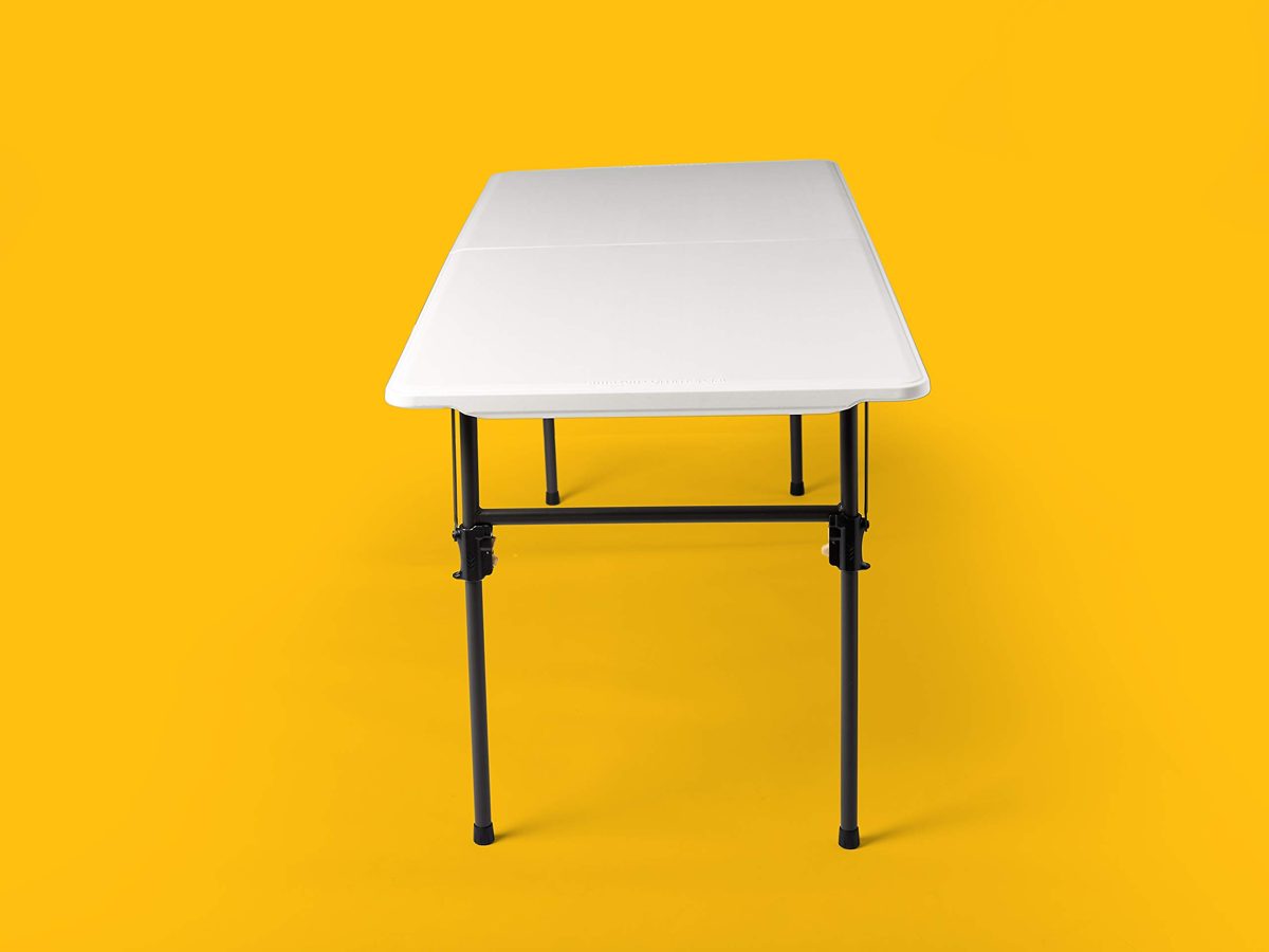 AmazonCommercial 6ft Folding Table, Half-Folded, White Granite