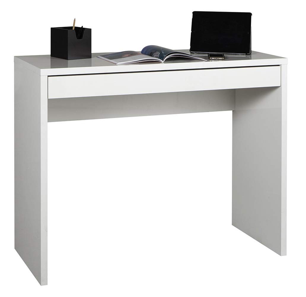 Amazon Brand - Movian -Drawer Console Desk, 100 x 80 x 40 cm, High Gloss White
