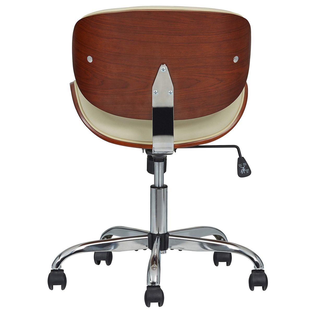 Rivet Langston Modern Wood and Leather Swivel Chair, 20.28" W, White