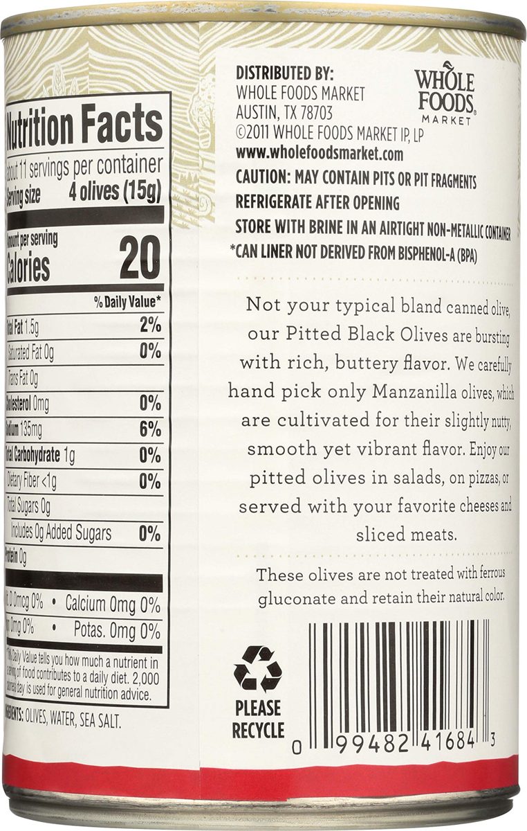 365 Everyday Value, Pitted Black Olives, Large, 6 oz