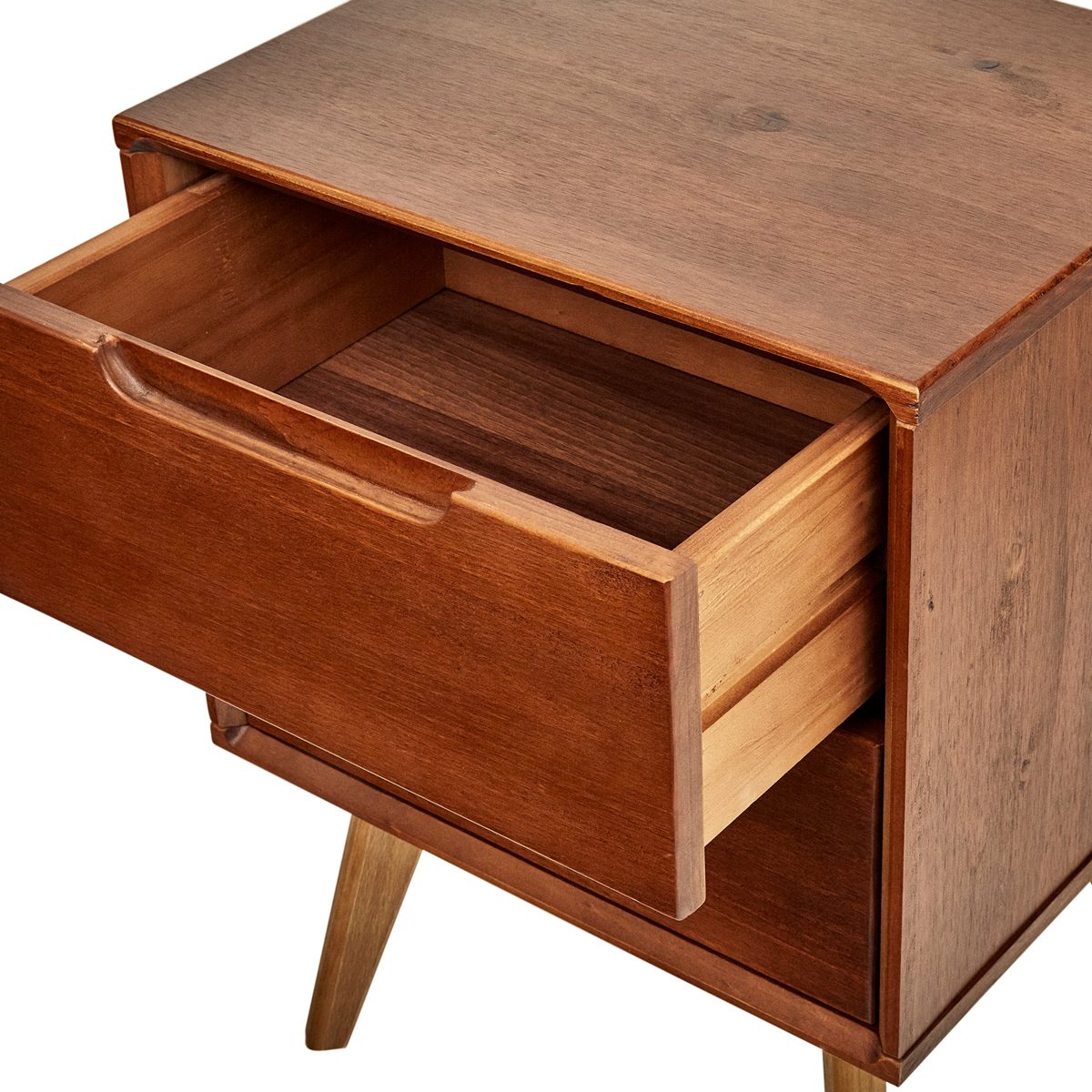 Amazon Brand – Rivet Mid-Century Stark 2-Drawer Nightstand, 24"H, Walnut