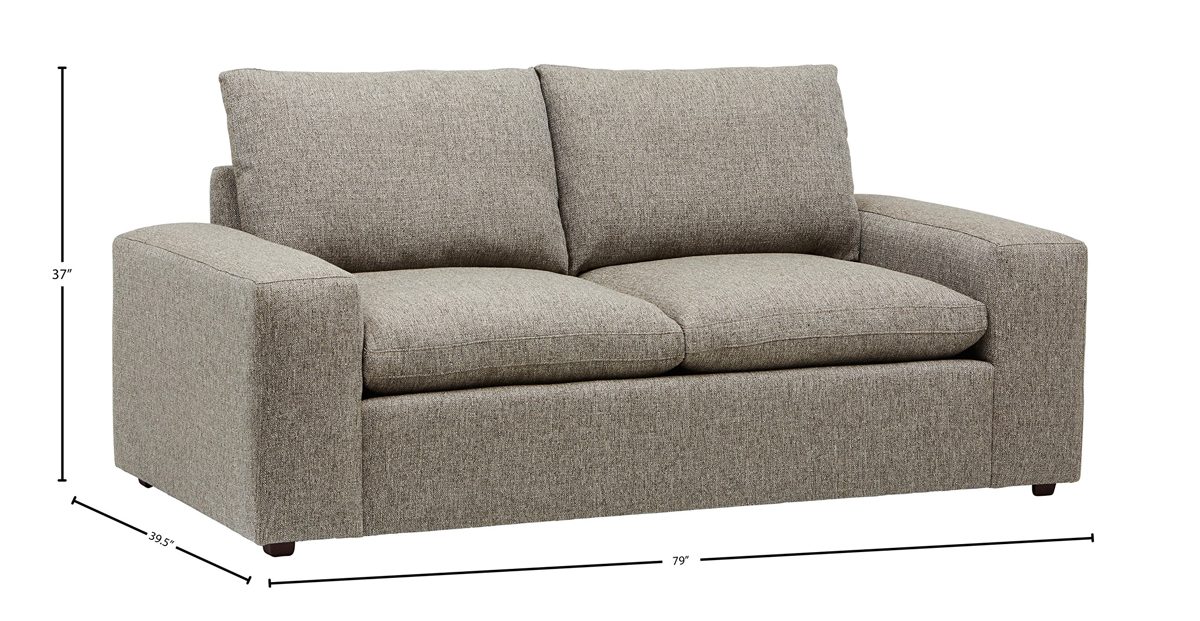 Amazon Brand – Stone & Beam Hoffman Down-Filled Performance Fabric Loveseat Sofa, 79"W, Grey Tweed
