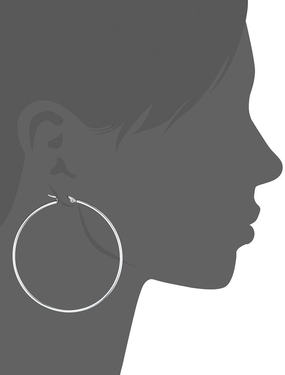 Amazon Essentials Stainless Steel Rounded Tube Hoop Earrings (60mm)
