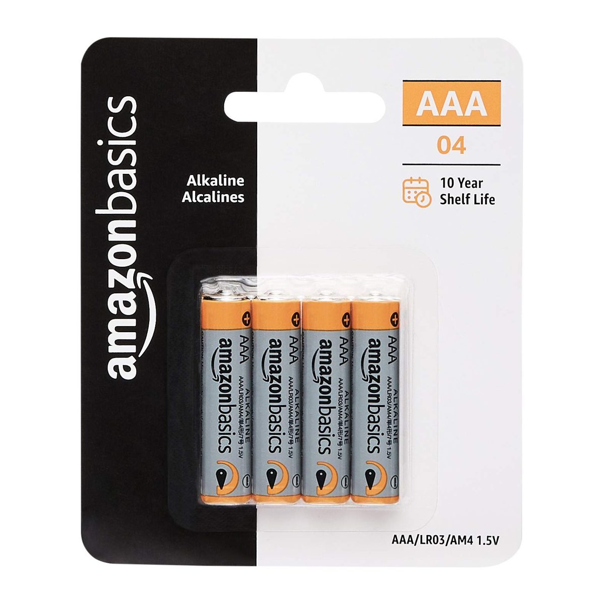 AmazonBasics AAA 1.5 Volt Performance Alkaline Batteries - Pack of 4