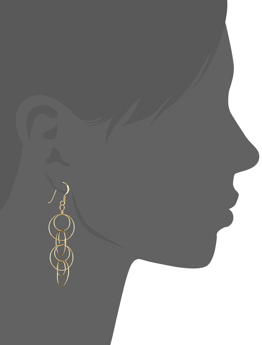 Sterling Silver Circle Link Drop Earrings, 2.16"