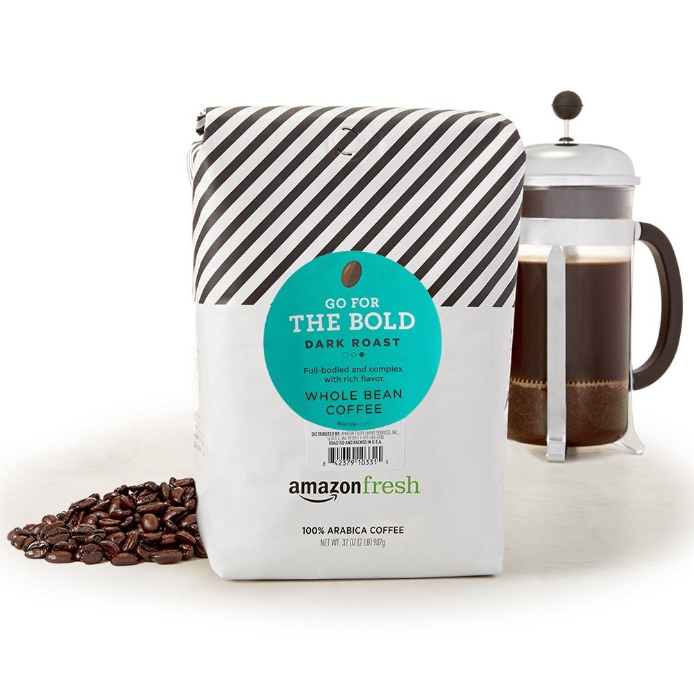 AmazonFresh Dark Roast Whole Bean Coffee, 32 Ounce