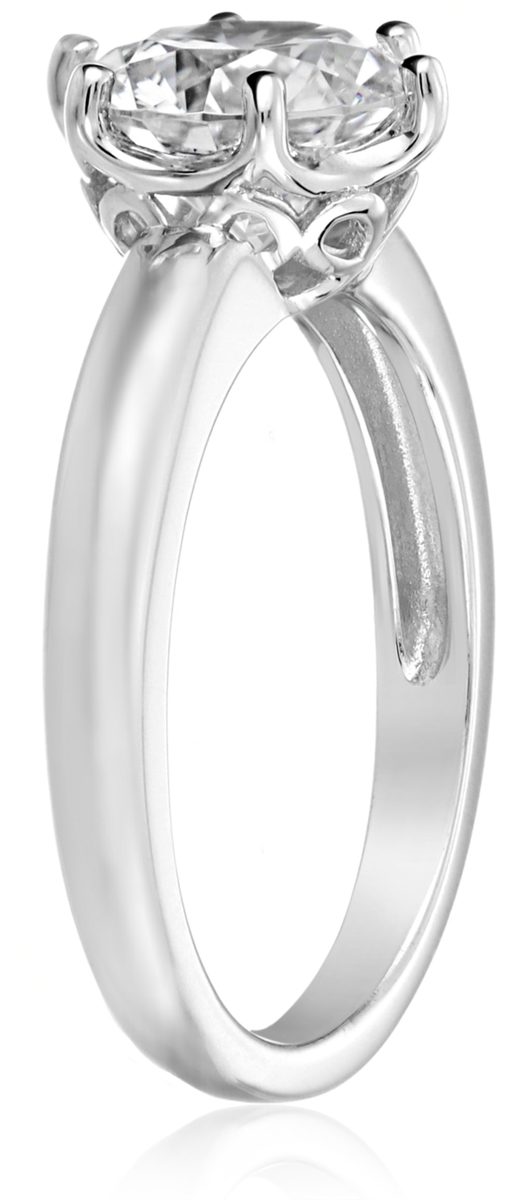 Platinum-Plated Sterling Silver Solitaire Ring set with Round Swarovski Zirconia (2 cttw), Size 6