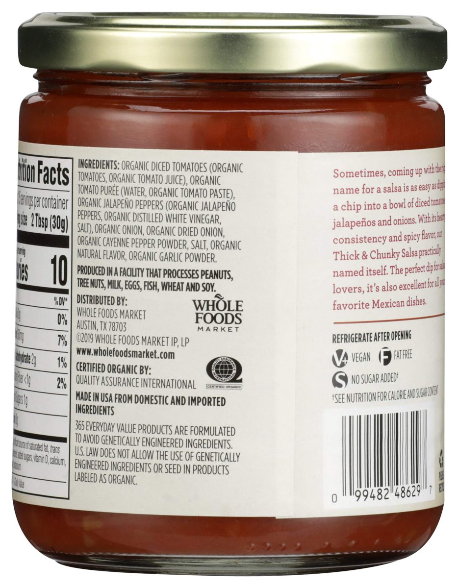 365 Everyday Value, Organic Thick & Chunky Hot Salsa, 16 Oz