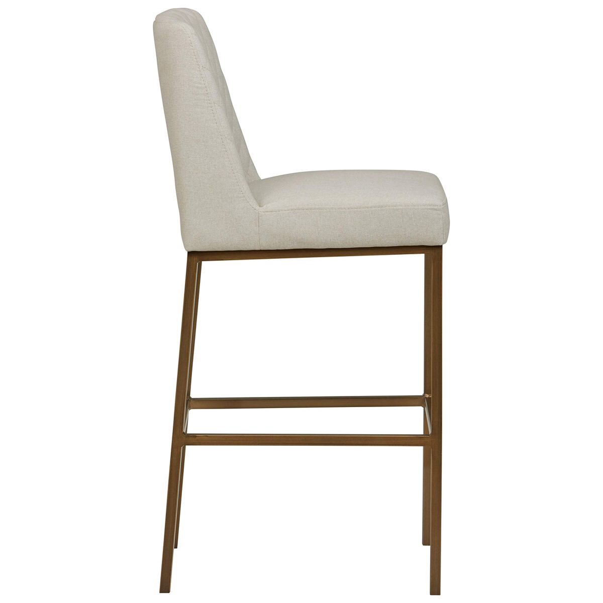 Amazon Brand – Rivet Vermont Modern Diamond-Stitched Kitchen Counter Bar Stool, 42"H, Chalk White and Brass