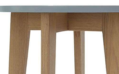Amazon Brand - Movian Đerdap Round End/Side Table, 35 x 35 x 50cm, Light Grey Top with Brown Legs