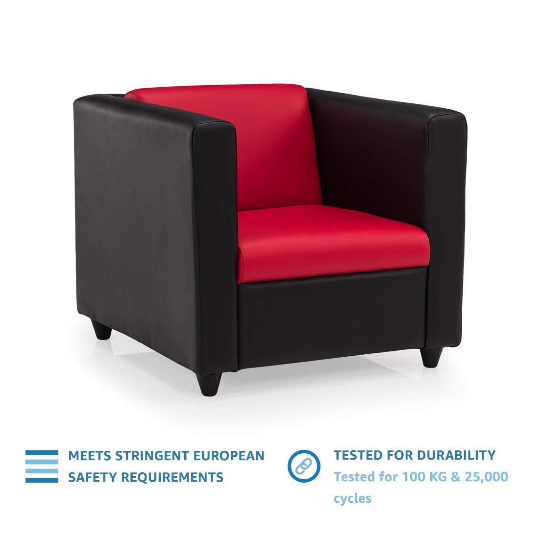 Amazon Brand - Solimo Dual-Toned Leatherette 1 Seater Sofa (Red & Black)
