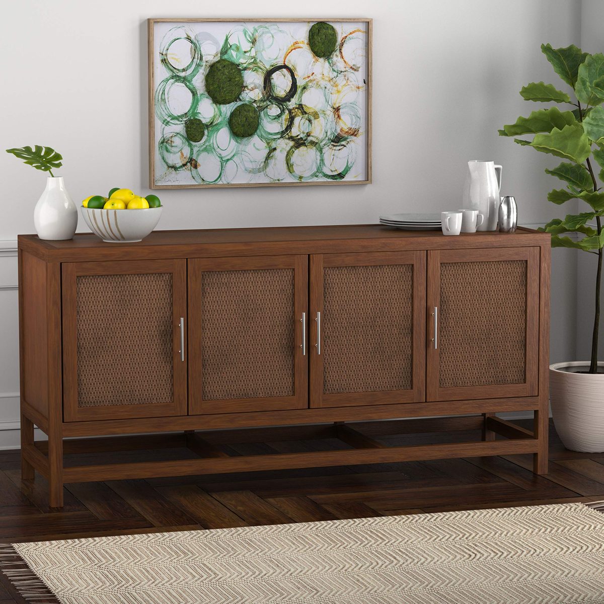 Amazon Brand – Stone & Beam Traditional Buffet Storage Cabinet - 68 Inch, Brown