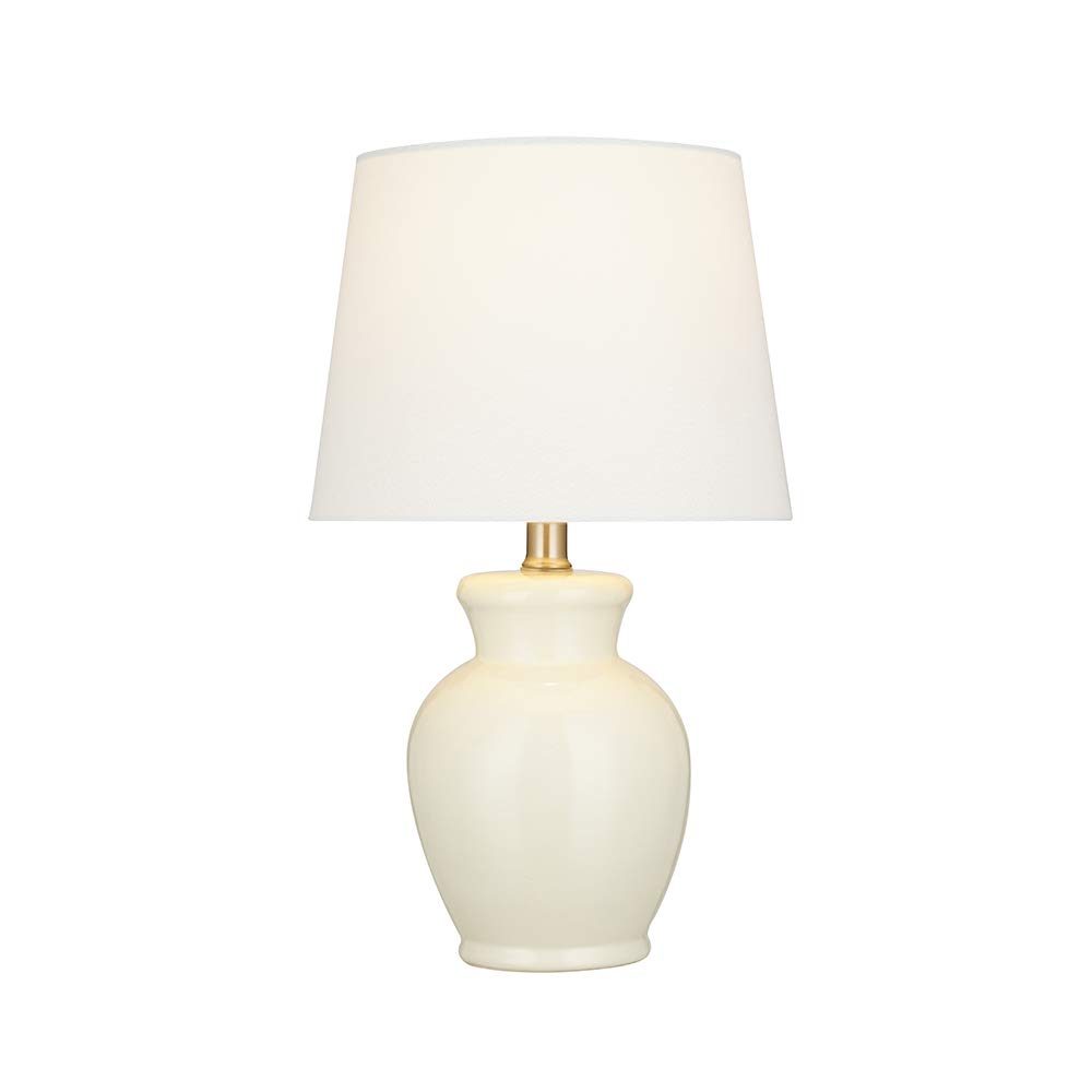 Amazon Brand – Ravenna Home Table Lamp with Round Ceramic Base and LED Light Bulb, 16.5"H, Cannoli Cream