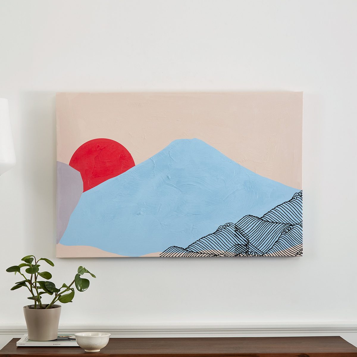 Amazon Brand – Rivet Mid Century Modern Abstract Mountain Landscape Wall Art Decor on Canvas - 24 x 36 Inches
