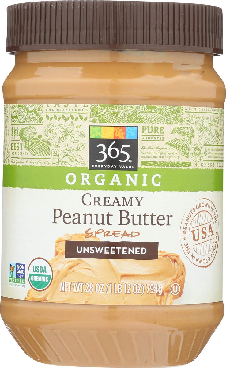 365 Everyday Value, Organic Creamy Peanut Butter, Unsweetened, 28 oz Casepack