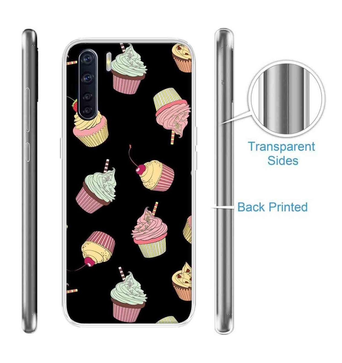 Amazon Brand - Solimo Designer Multicolor Cupcake Pattern Printed Soft Back Case Mobile Cover for Oppo F15