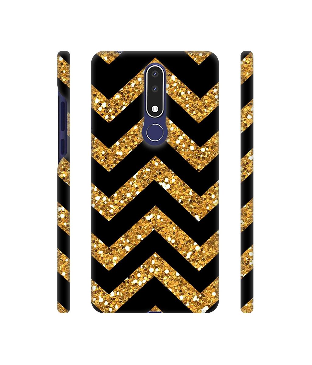 Amazon Brand - Solimo Designer Golden Zik Zak Pattern 3D Printed Hard Back Case Mobile Cover for Nokia 3.1 Plus
