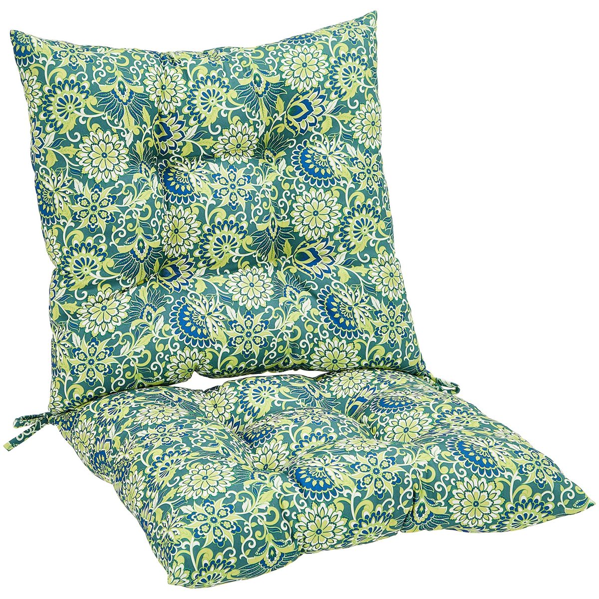 Amazon Basics Tufted Outdoor Square Seat Patio Cushion - Pack of 2, Blue Flower