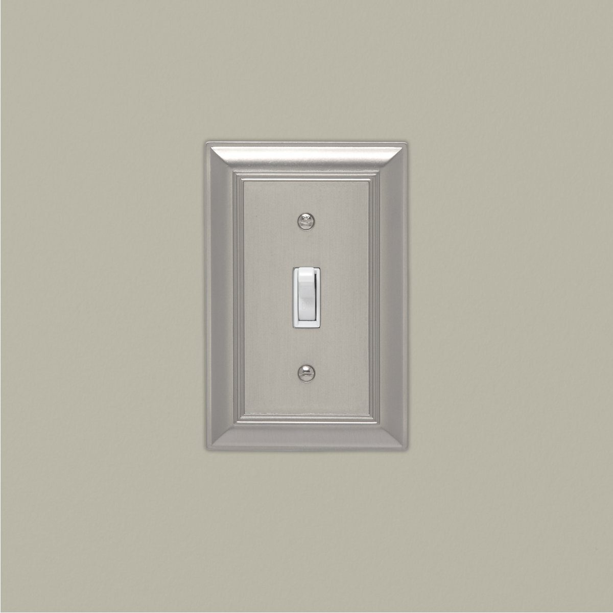AmazonBasics Single Toggle Wall Plate, Satin Nickel, 3-Pack